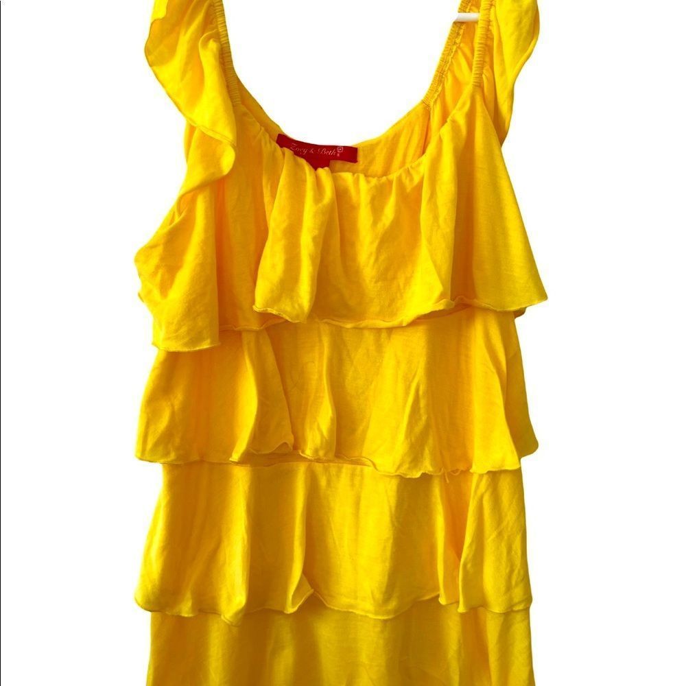 🔥 NWOT, Zoey & Beth boutique tank ruffled top, size xl, yellow